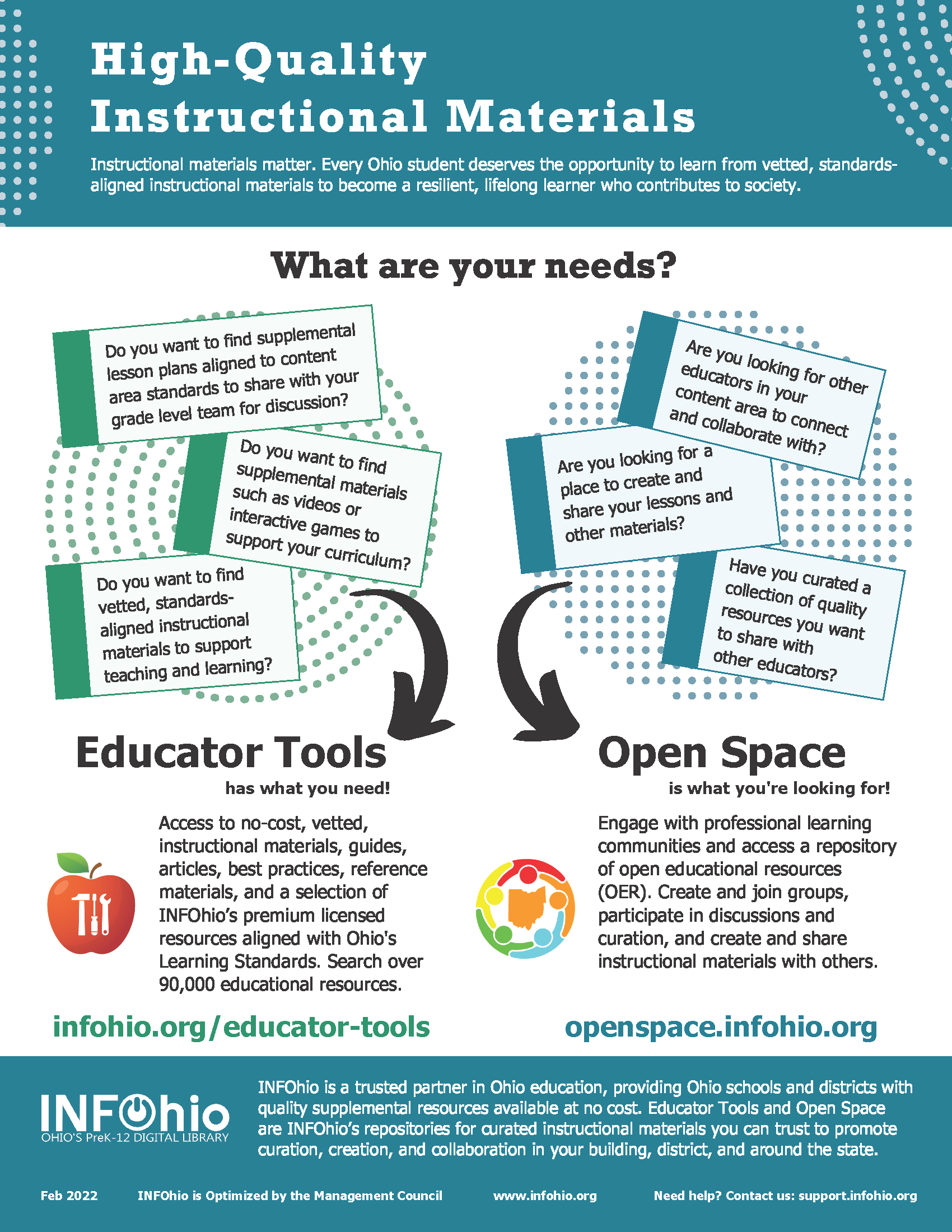 flyer for Educator Tools and Open Space platforms, see description in article for details