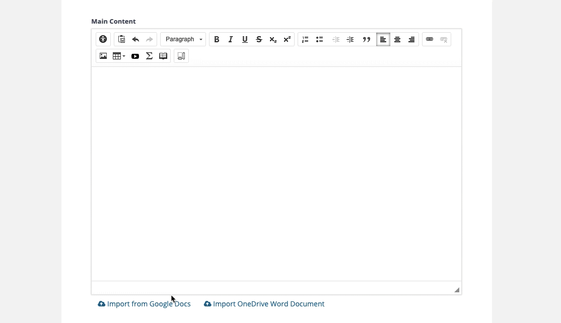 screenshot of a Google Doc being imported into Open Space's Open Author editor