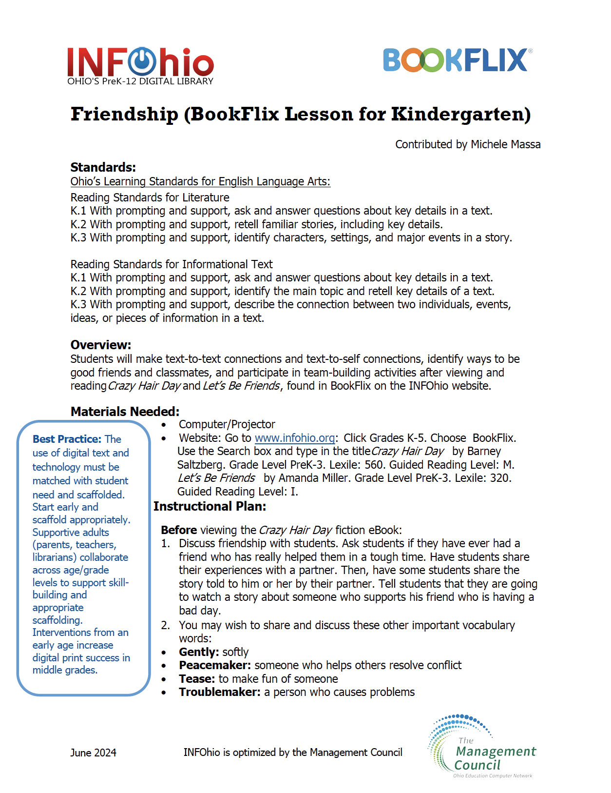Friendship (BookFlix Lesson for Kindergarten)